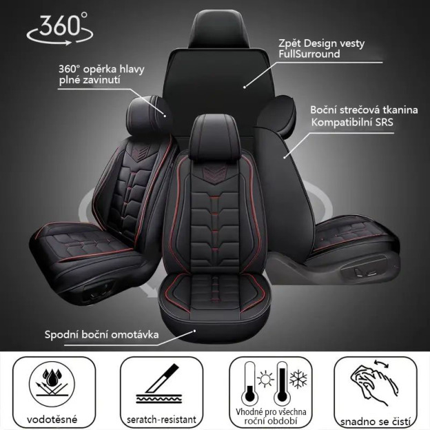 Autopotahy AOMSAZTO Kompletní sada 5 sedadel přizpůsobených pro rok 2024 High-End: Potahy autosedaček z umělé kůže Kompatibilní s airbagy Měkké Pohodlné Odolné Prodyšné Vodotěsné