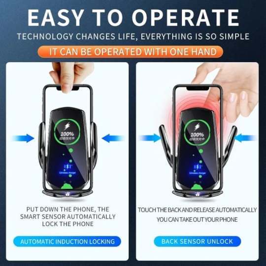 🚗📱Bezdrôtové nabíjanie v aute stlmenie mobilného telefónu Navigácia Transparentný držiak v priemyselnom štýle