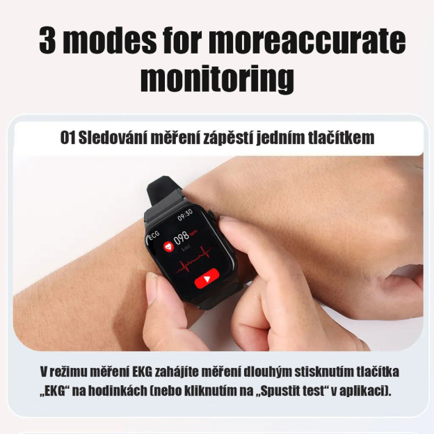 Chytré hodinky, komplexní sledování zdravotního stavu, glukóza v krvi, EKG, personalizovaný ciferník, hodinky BT5.1, chytré hodinky, sportovní, vodotěsné, monitor srdečního tepu, monitor glukózy