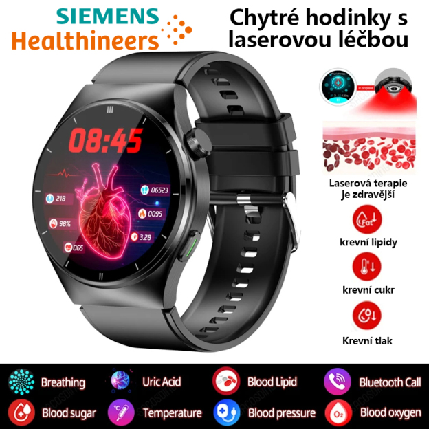 Laseroterapeutické hodinky Siemens dokážou monitorovat srdeční frekvenci/krevní tlak/glykemii