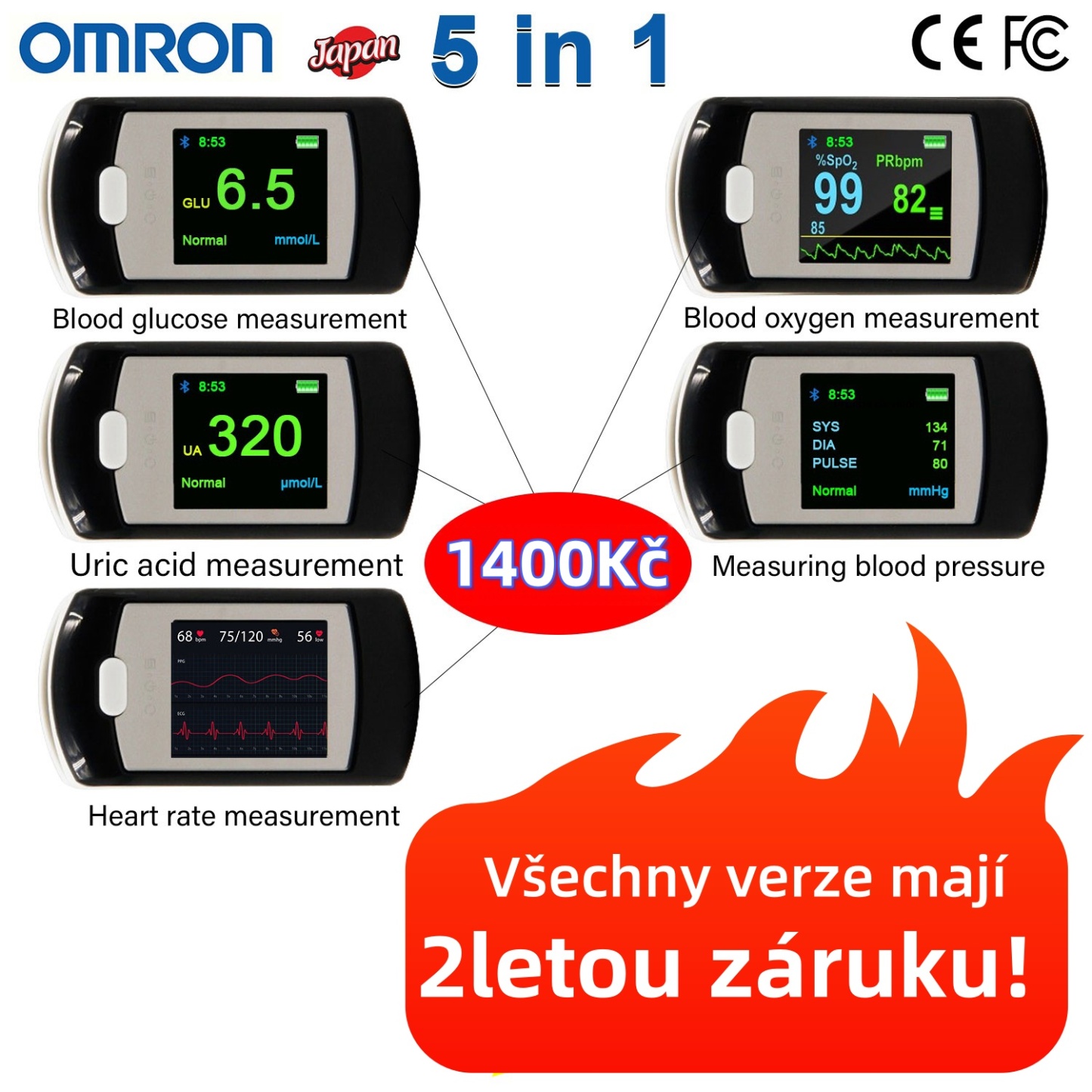 Neinvazivní glukometr Omron (měření za 5 sekund, přesnost 99 %)