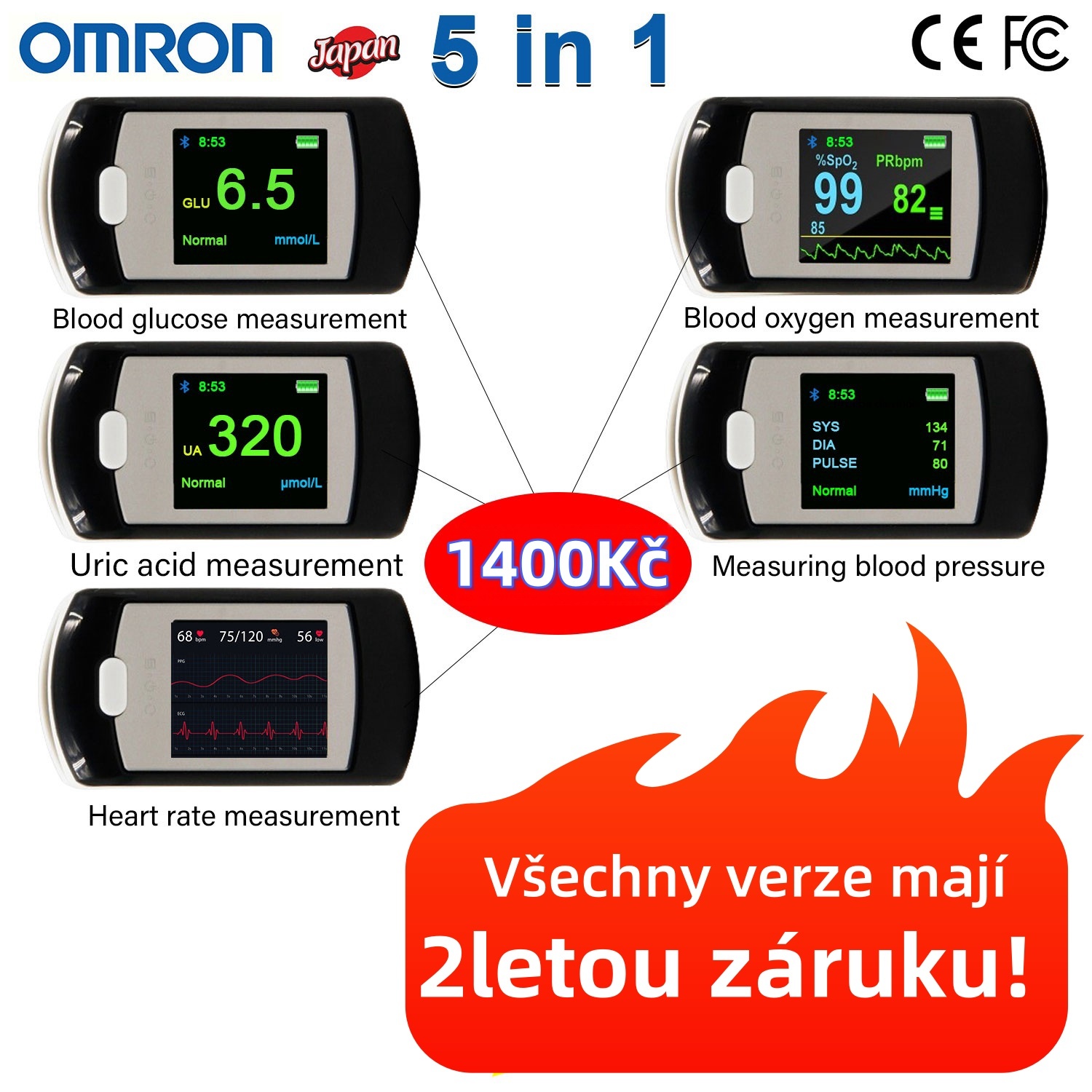 Neinvazivní glukometr Omron (měření za 5 sekund, přesnost 99 %)