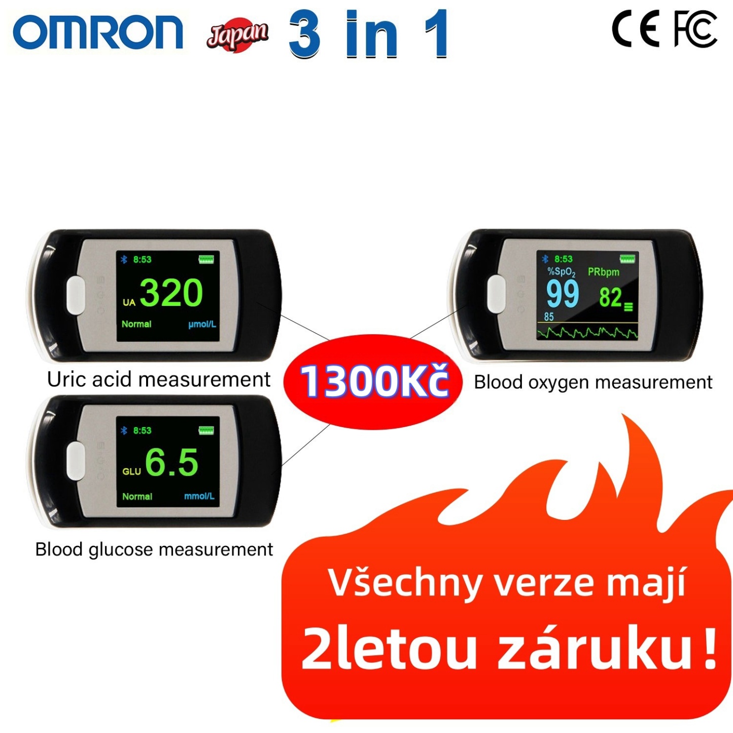 Neinvazivní glukometr Omron (měření za 5 sekund, přesnost 99 %)