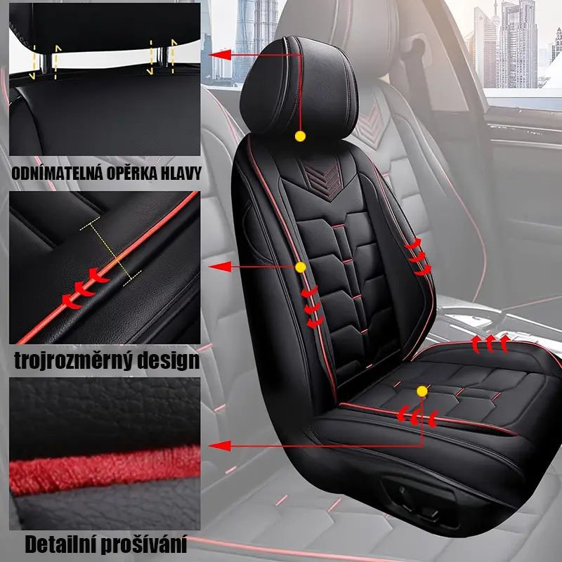 Autopotahy AOMSAZTO Kompletní sada 5 sedadel přizpůsobených pro rok 2024 High-End: Potahy autosedaček z umělé kůže Kompatibilní s airbagy Měkké Pohodlné Odolné Prodyšné Vodotěsné