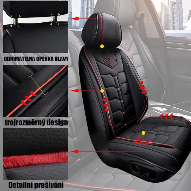 Autopotahy AOMSAZTO Kompletní sada 5 sedadel přizpůsobených pro rok 2024 High-End: Potahy autosedaček z umělé kůže Kompatibilní s airbagy Měkké Pohodlné Odolné Prodyšné Vodotěsné