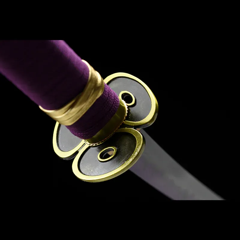 Ručně vyráběná anime katana One Piece Roronoa Zoro's Fire Demon Sword Purple Blade 1095 High Carbon Steel Purple