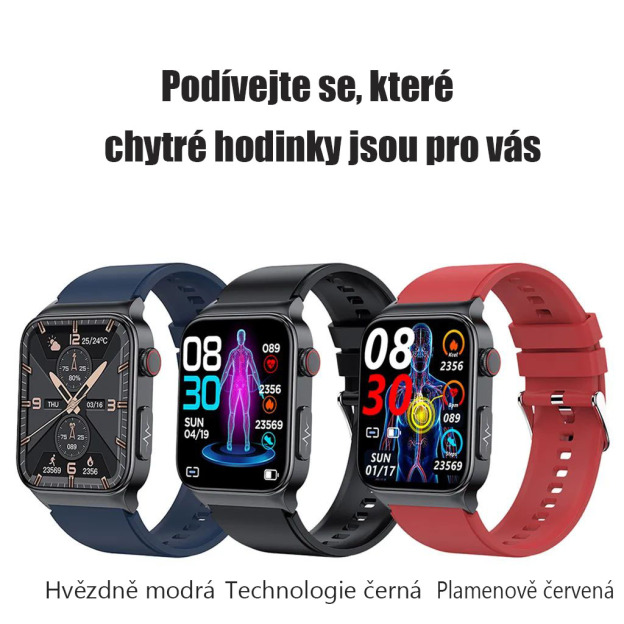 Chytré hodinky, komplexní sledování zdravotního stavu, glukóza v krvi, EKG, personalizovaný ciferník, hodinky BT5.1, chytré hodinky, sportovní, vodotěsné, monitor srdečního tepu, monitor glukózy