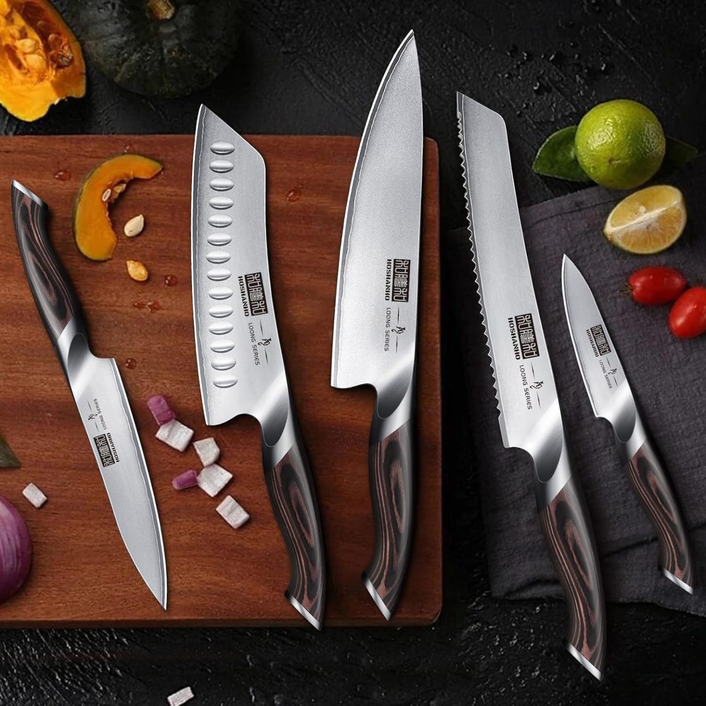 HOSHANHO Knife Set with Magnetic Knife Holder, 6 Pieces Japanese German High Carbon Steel Kitchen Knife Set, Ultra Sharp Professional Chef Knives Sets