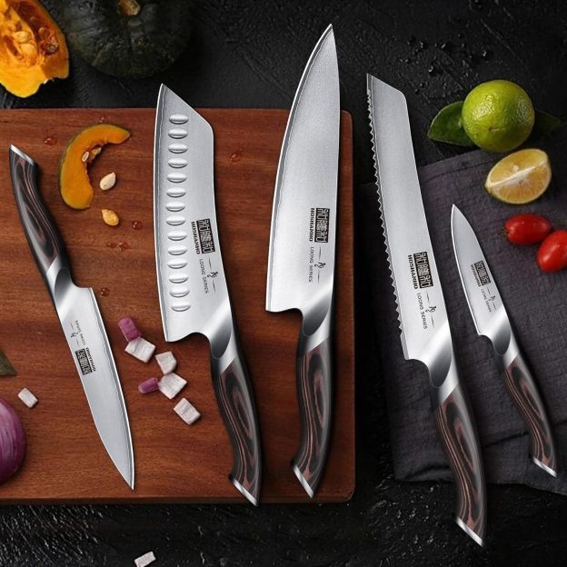 HOSHANHO Knife Set with Magnetic Knife Holder, 6 Pieces Japanese German High Carbon Steel Kitchen Knife Set, Ultra Sharp Professional Chef Knives Sets