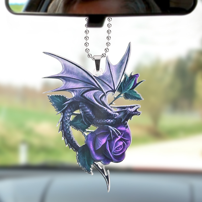 Add a Magical Touch to Your Car with a Purple Flying Dragon Car Pendant!