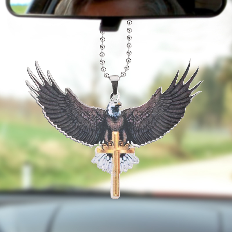 American Eagle Car Pendant - Christian Cross Interior Rearview Mirror Decoration for Your Car and Home!