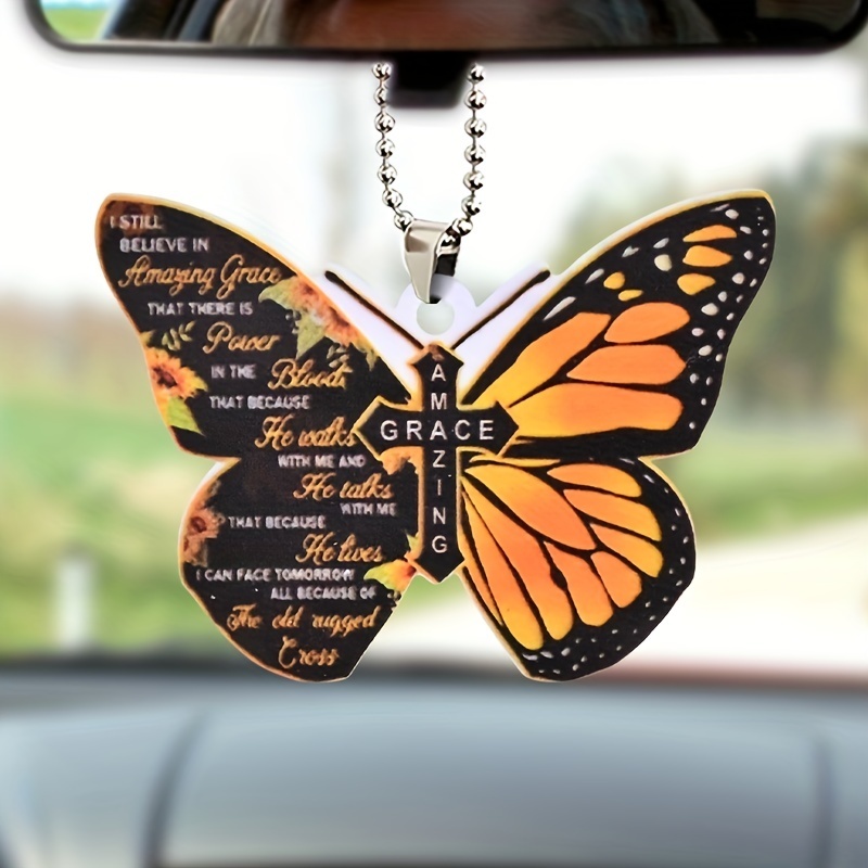 Add a Creative Touch to Your Car with this Colorful Butterfly Rearview Mirror Ornament!
