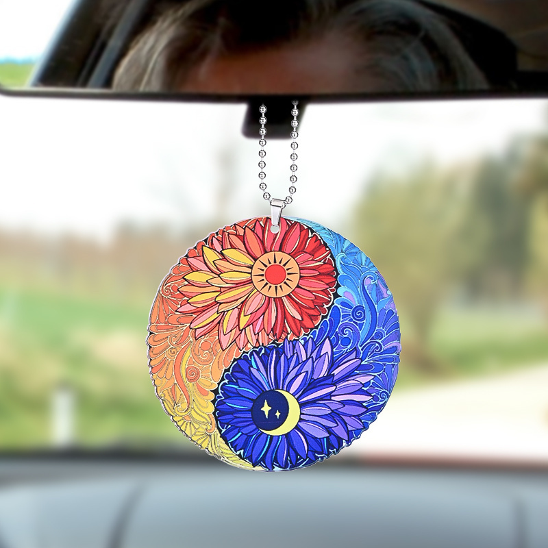 Unique Sun Moon Tai Chi Hanging Jewelry - Perfect for Car Accessories, Rearview Mirror, Keychain & Schoolbag!