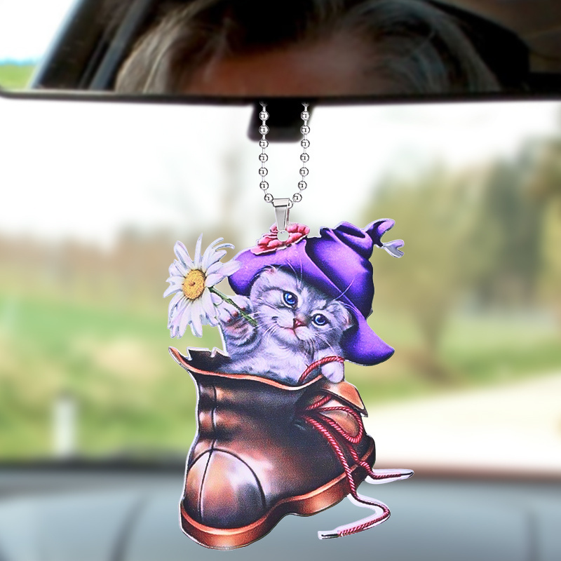 1pc Cat In Boots Hanging Decorations, Car Rearview Mirror Hanging Accessories, Backpack Pendant Home Hanging Decoration, Car Accessories Women