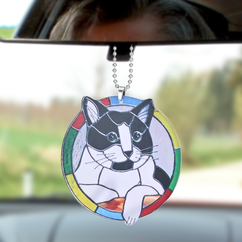 Black And White Cat Decorative Pendants, Car Accessories, Interior Rearview Mirror Pendants, Home Decoration Pendants, Car Keys And Bag Pendants