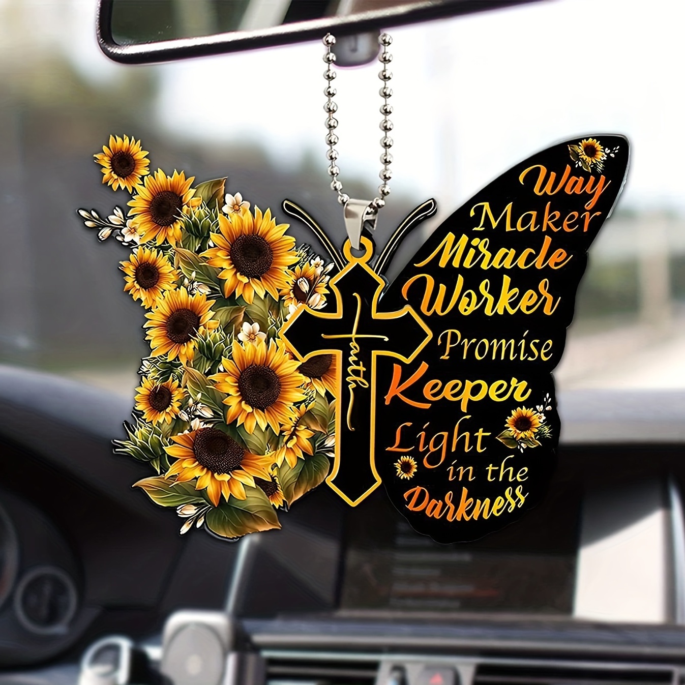 Letter Butterfly Sunflower Acrylic Pendant
