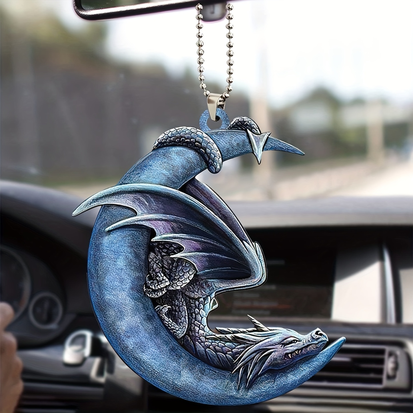 Blue Moon With Dragon Pendant