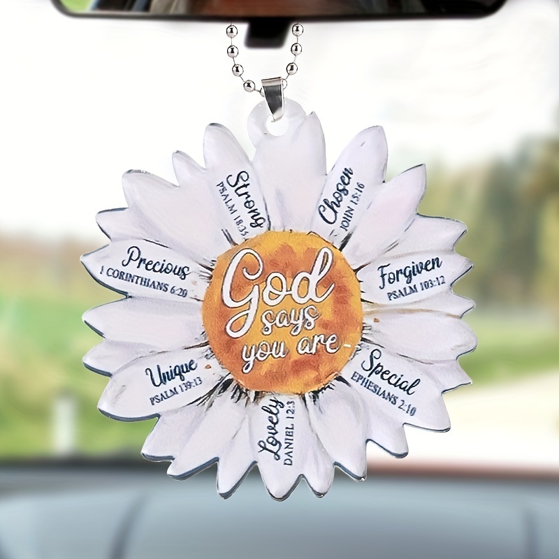 Unique White Daisy Pendant: A Perfect Gift for Your Friends & Car Interior Decor!