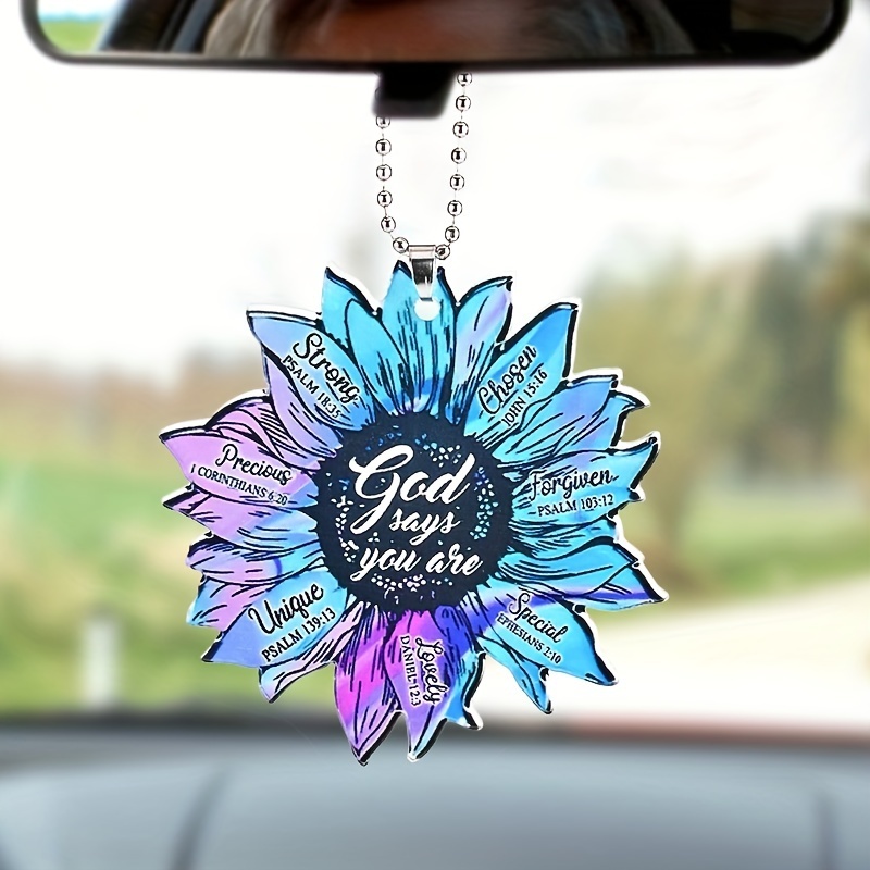 Unique Blue-Purple Daisy Pendant - Perfect Gift for Your Car, Bag, and Friends!