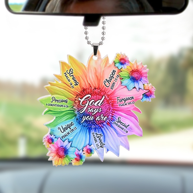 Jesus Says You're Special - Colorful Sunflower Pendant Car Rearview Mirror Decoration & Keychain Accessories Gift Bag