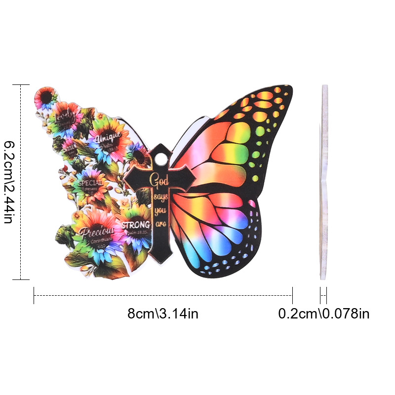 Beautiful Butterfly Cross Christian Car Rearview Mirror Accessories - Perfect Home Decor & Christmas Tree Ornament Gift!
