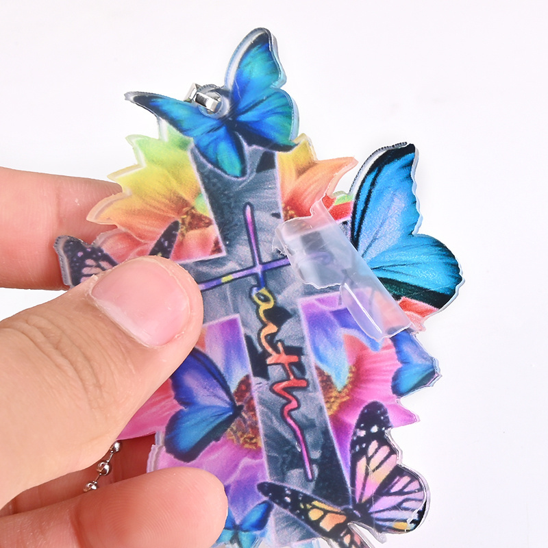 Brighten Up Your Home and Car with This Colorful Butterfly Jesus Cross Pendant!
