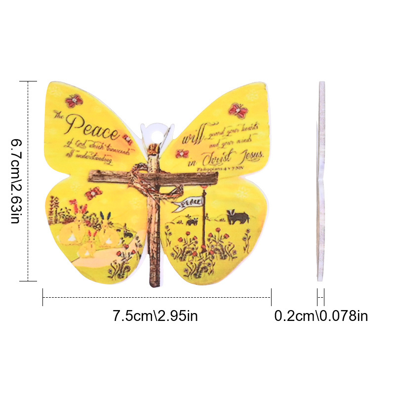 1pc Stylish Cross Butterfly Car Rearview Mirror Hanging Ornament - Add a Touch of Luck to Your Car!