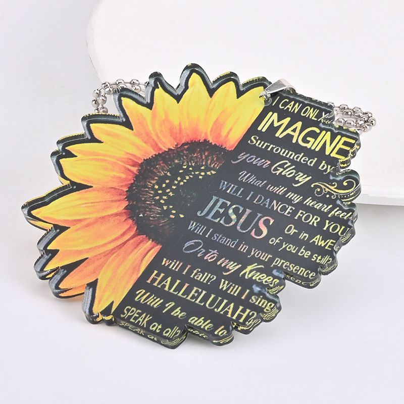 Unique Sunflower Jesus Pendant: Add a Touch of Beauty to Your Car Interior!