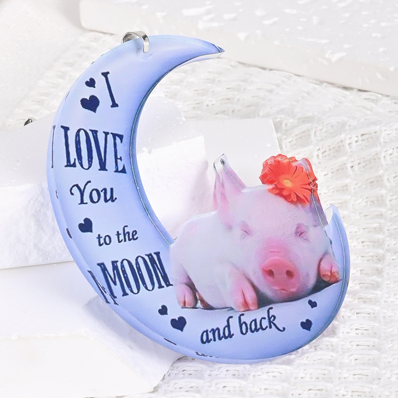 Unique Blue Moon Piggy Pendant - A Perfect Gift for Car Rearview Mirror Accessory Lovers!