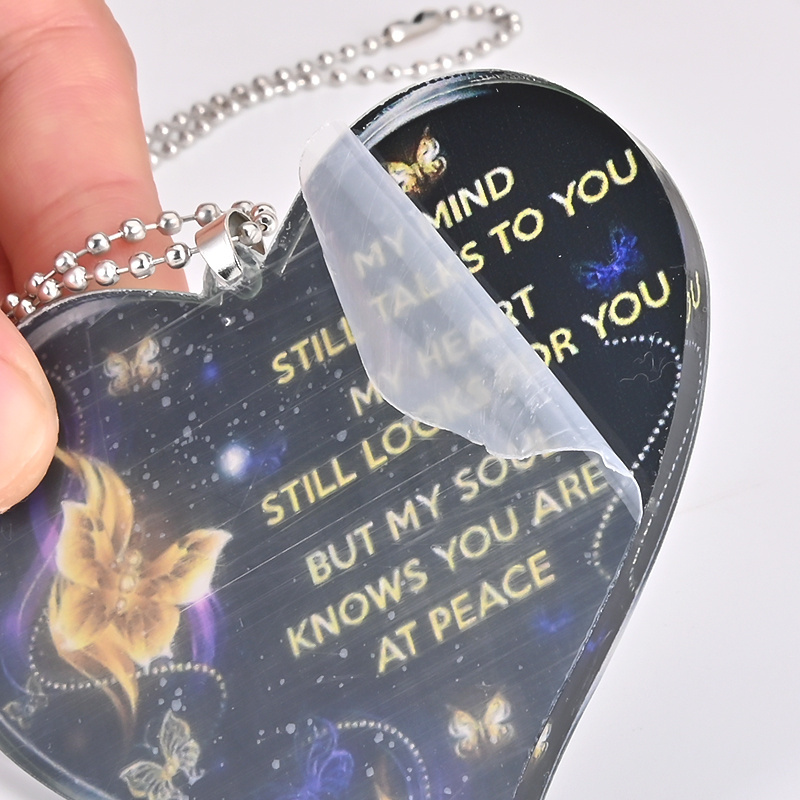 My Mind Still Talk To You Butterfly Heart Keepsake Ornament, Car Interior Rear View Mirror Charm Accessories Keychain Accessories Bag Pendant Gift