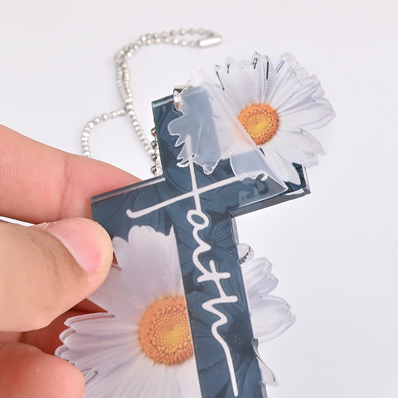 Easter Gift: Jesus Cross Little Daisy Pendant - Perfect for Home & Car Decoration!