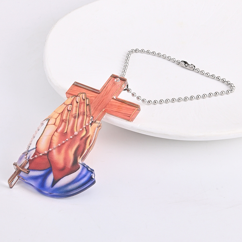 Unique Christian Cross Car Interior Rearview Mirror Pendant - Perfect for Home Wall Decoration & Car Keychain Accessories!