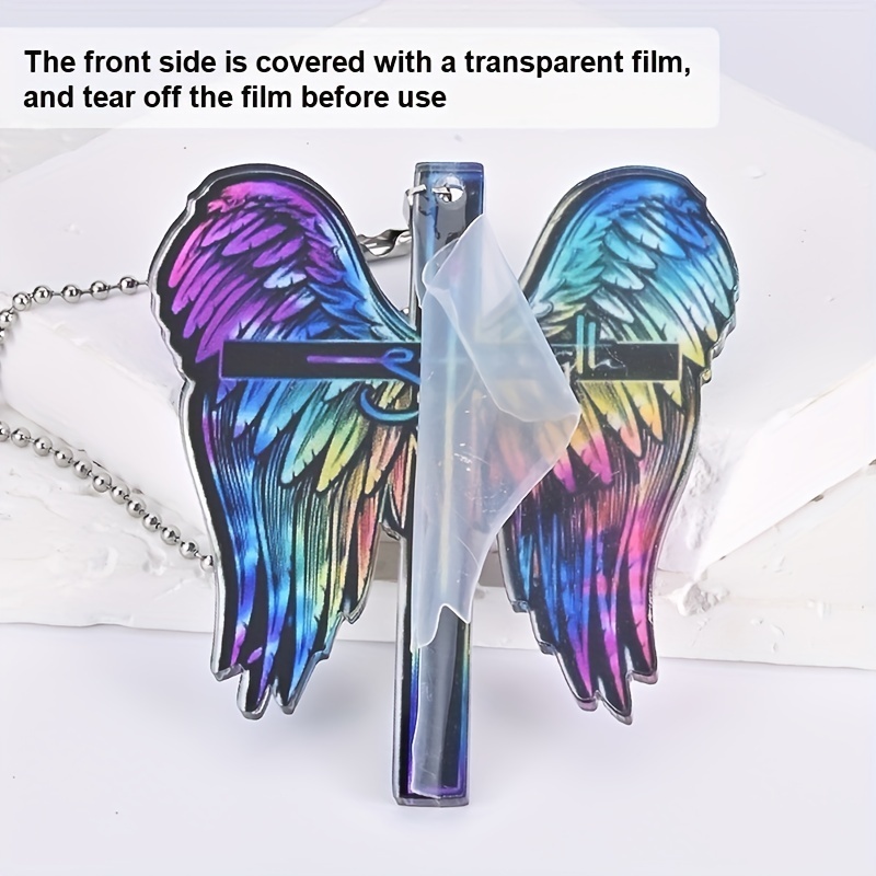 Colored Feather Cross Decorative Pendant, Automotive Accessories, Automotive Interior Rearview Mirror Pendant, Home Decorative Pendant, Bag Pendant