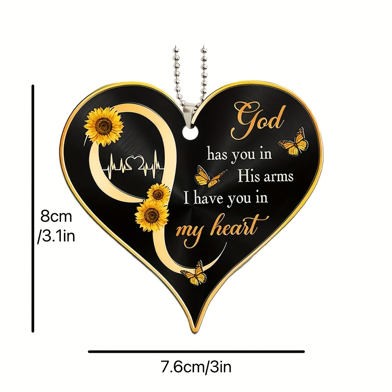 1pc Love Sunflower Butterfly Car Rearview Mirror Decorative Pendant Keychain Accessories Car Interior Accessories Women Couple Gift