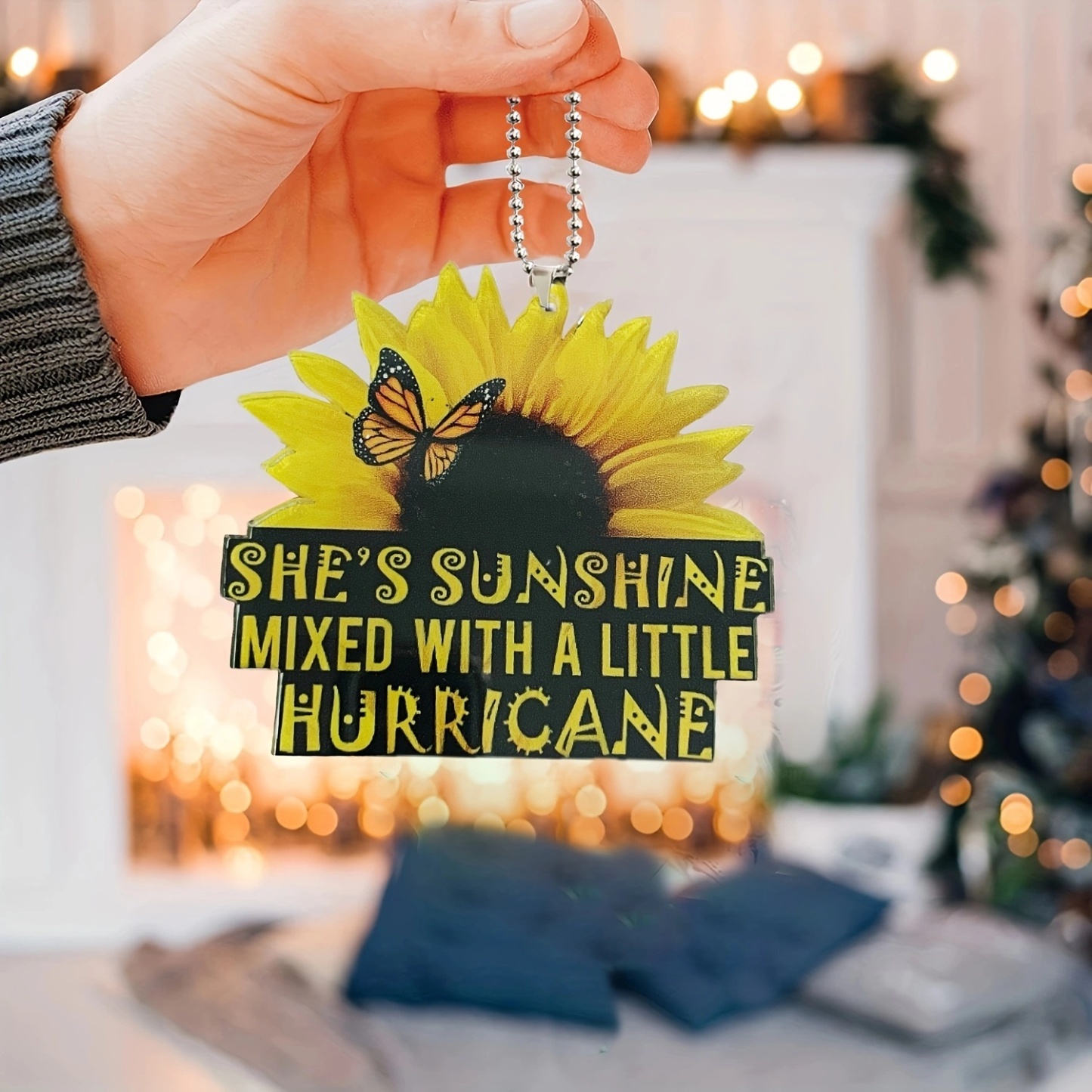 Sunflower Butterfly Letter Pendant