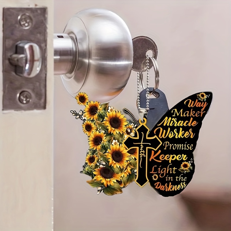 Letter Butterfly Sunflower Acrylic Pendant