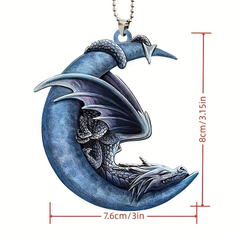 Blue Moon With Dragon Pendant