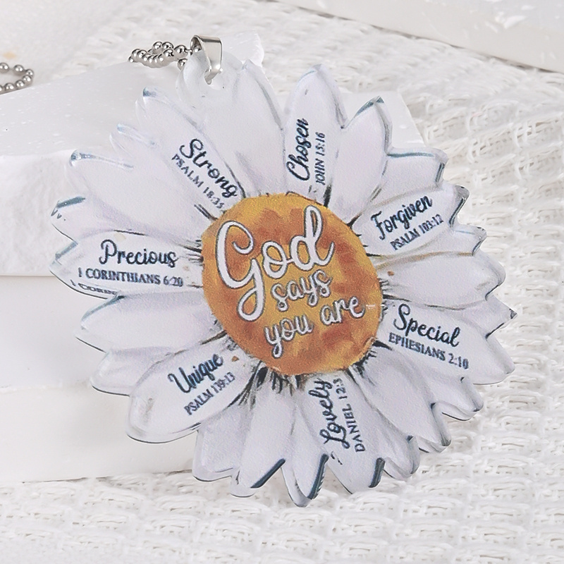 Unique White Daisy Pendant: A Perfect Gift for Your Friends & Car Interior Decor!