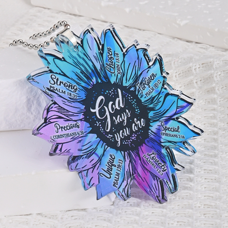 Unique Blue-Purple Daisy Pendant - Perfect Gift for Your Car, Bag, and Friends!