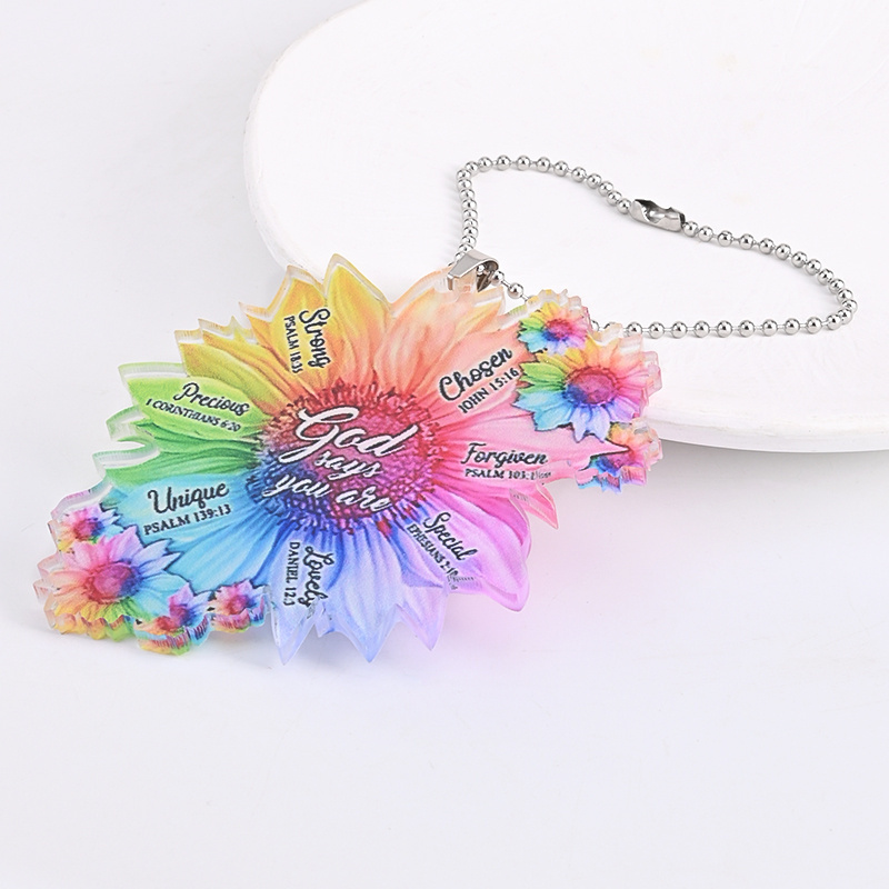 Jesus Says You're Special - Colorful Sunflower Pendant Car Rearview Mirror Decoration & Keychain Accessories Gift Bag
