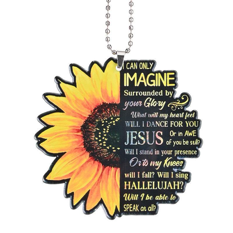 Unique Sunflower Jesus Pendant: Add a Touch of Beauty to Your Car Interior!