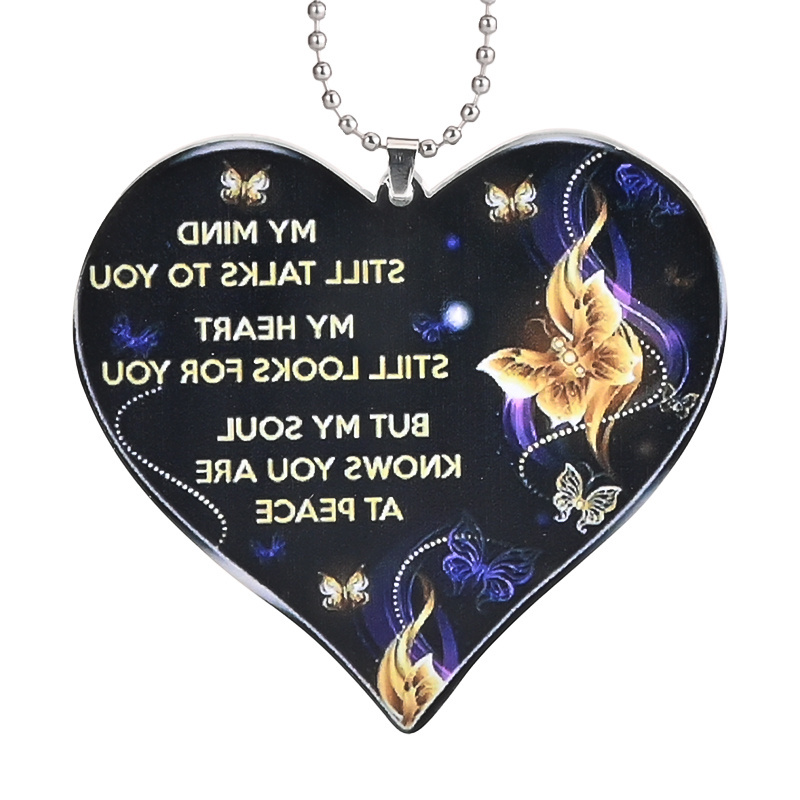 My Mind Still Talk To You Butterfly Heart Keepsake Ornament, Car Interior Rear View Mirror Charm Accessories Keychain Accessories Bag Pendant Gift
