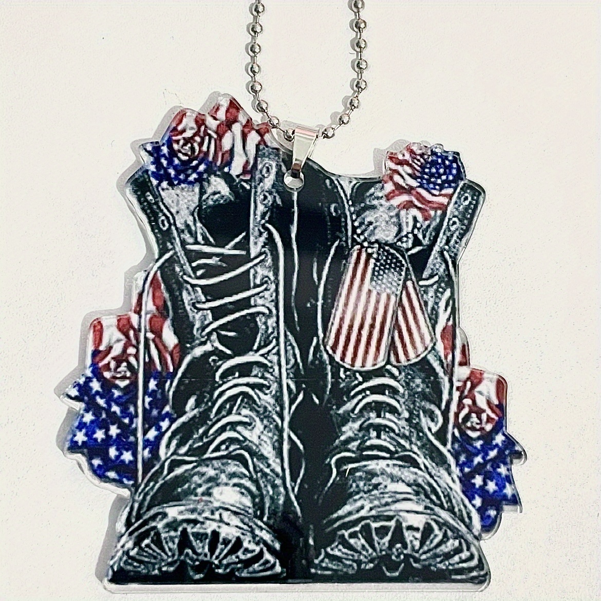 Patriotic Car Rearview Mirror Decoration - Memorial Day Freedom Boots Key Chain - Perfect for July 4th & Veterans Day!
