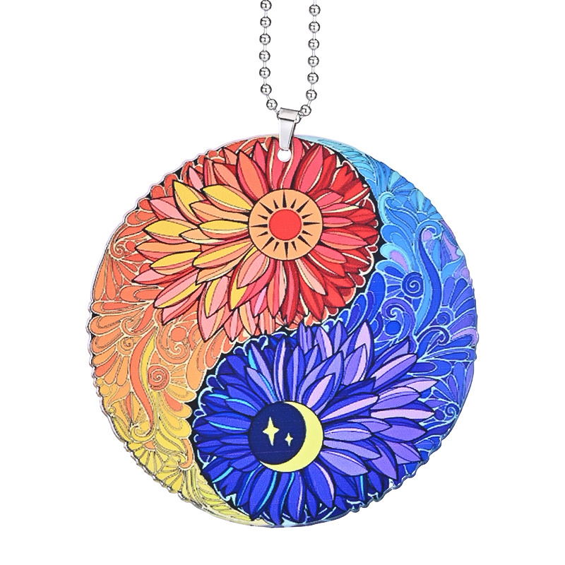 Unique Sun Moon Tai Chi Hanging Jewelry - Perfect for Car Accessories, Rearview Mirror, Keychain & Schoolbag!