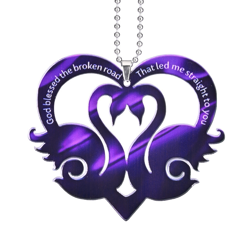 Add a Touch of Elegance to Your Car with this 1pc Purple Love Swan Hanging Decoration