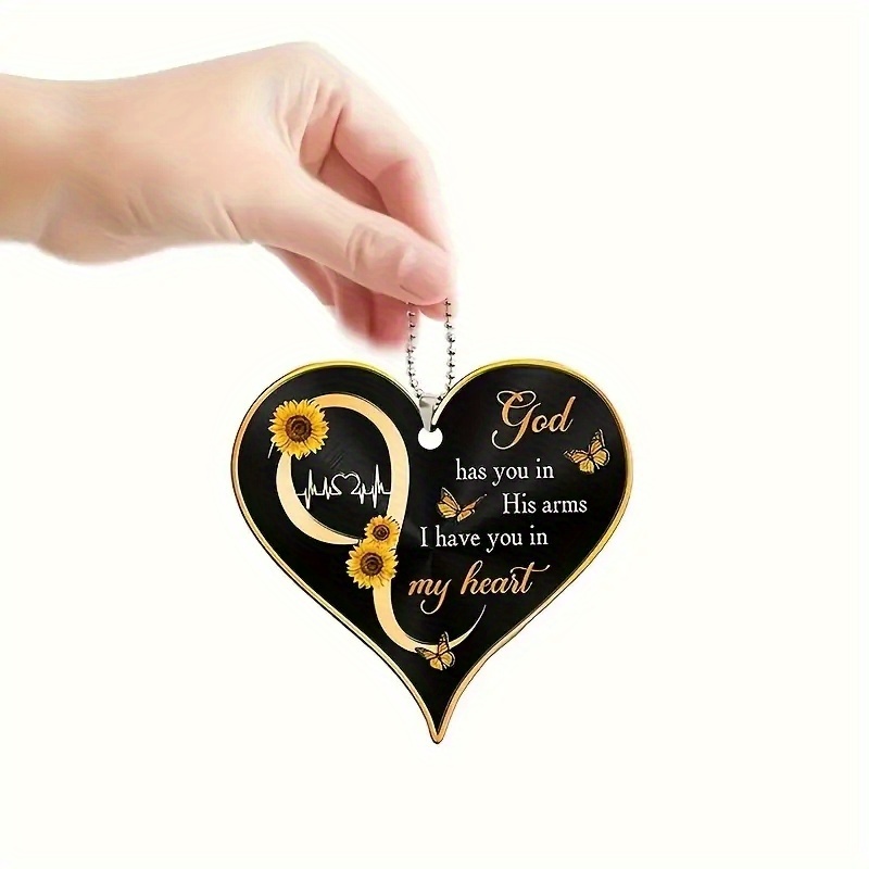 1pc Love Sunflower Butterfly Car Rearview Mirror Decorative Pendant Keychain Accessories Car Interior Accessories Women Couple Gift