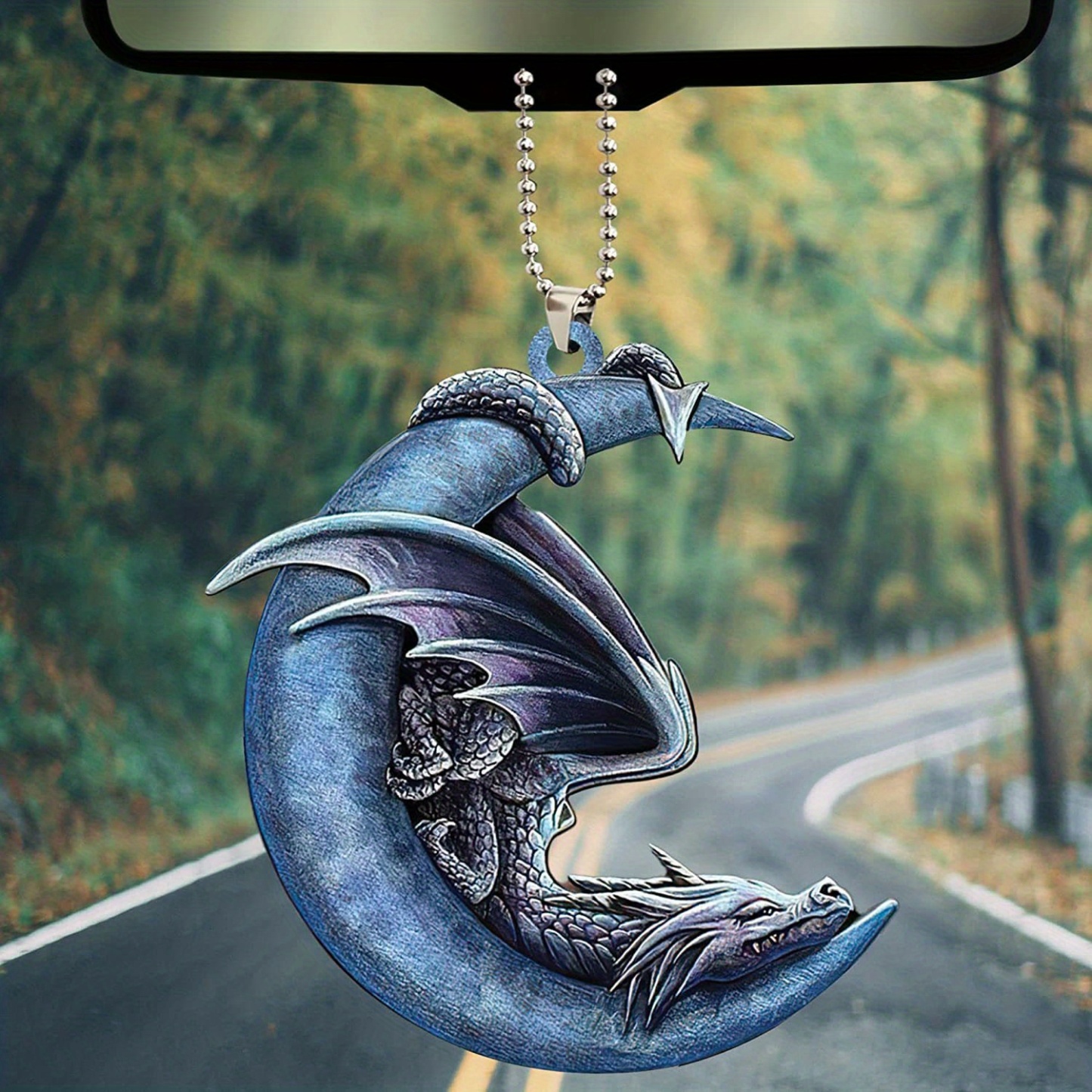 Blue Moon With Dragon Pendant