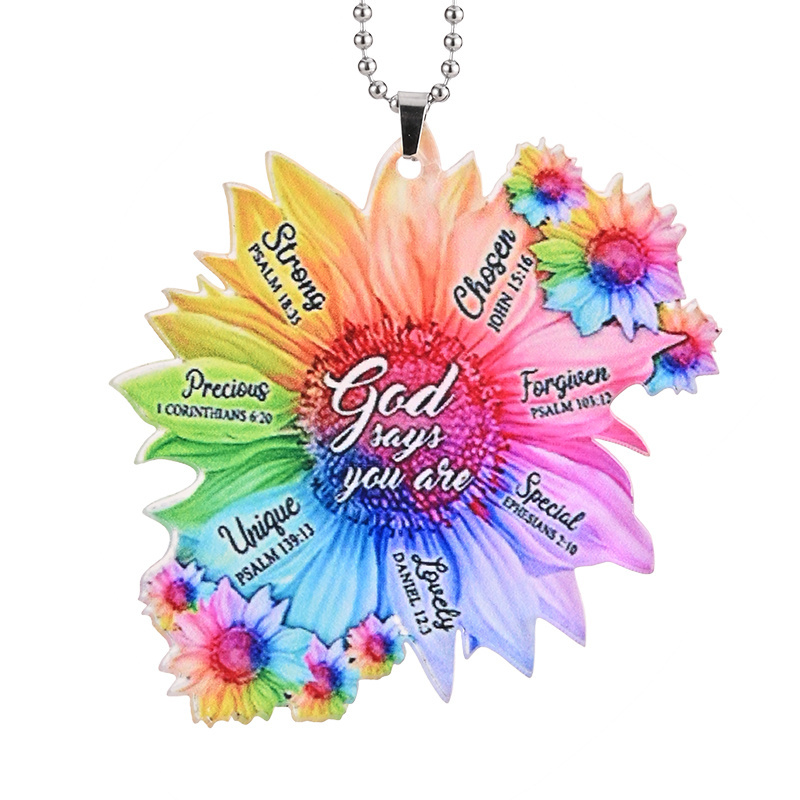 Jesus Says You're Special - Colorful Sunflower Pendant Car Rearview Mirror Decoration & Keychain Accessories Gift Bag