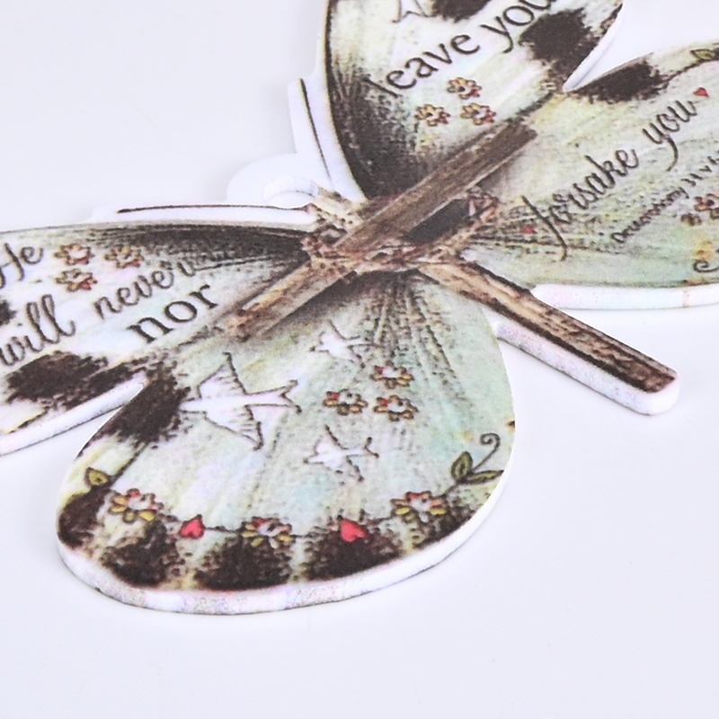 Unique Christian Cross Butterfly Car Charm - A Stylish Rearview Mirror Ornament