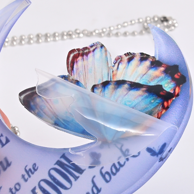 Beautiful Blue Butterfly Moon Pendant - Perfect Car Rearview Mirror Accessory & Gift!
